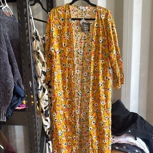 Floral Yellow Kimono Cardigan